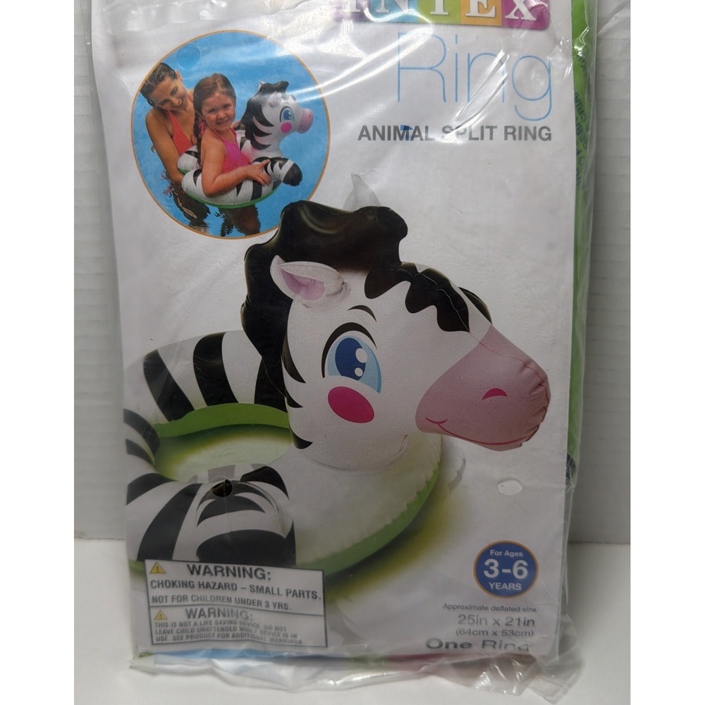 Intex Zebra Animal Split Ring Float Ages 3-6 25x21 Pool Summer Water Toy New